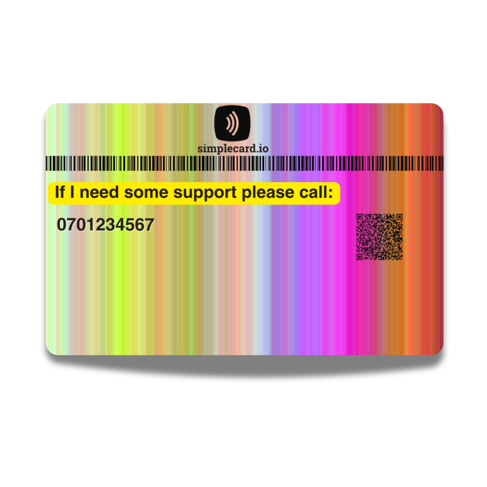SIMPLECARD Autism/ADHD Medical ID Card - Personalised ICE Awareness Card.