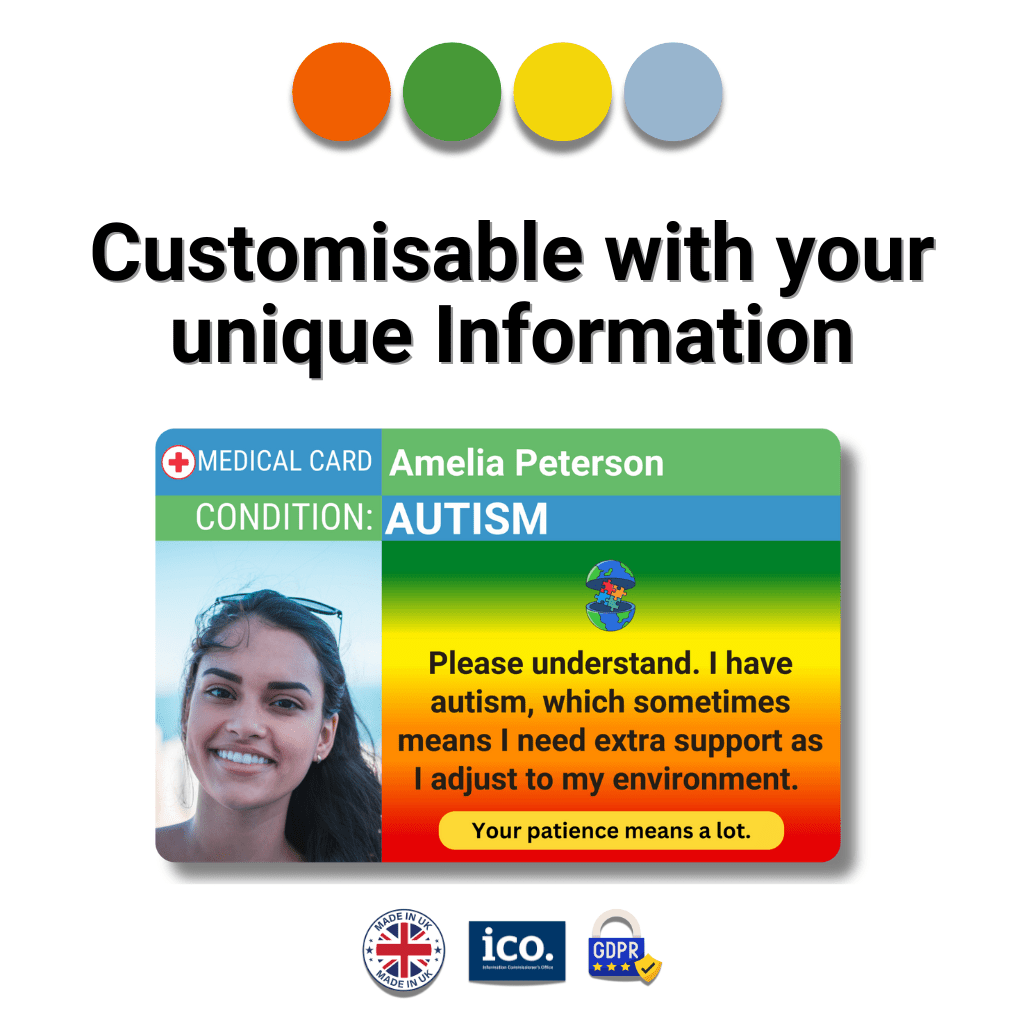 SIMPLECARD Autism Medical ID Card - Personalised ICE Awareness Card.