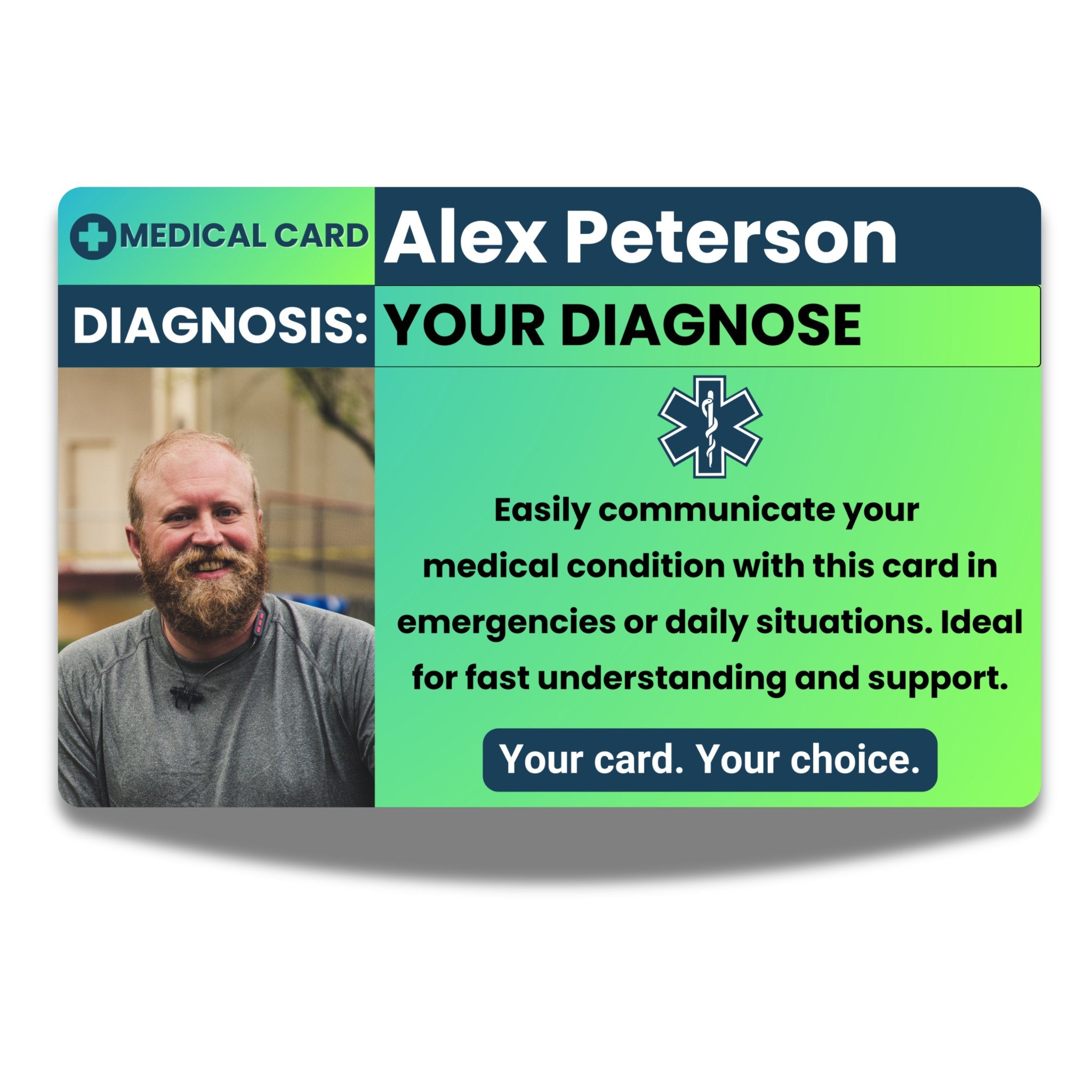 SIMPLECARD Universal Medical ID Card - Personalised ICE Awareness Card.