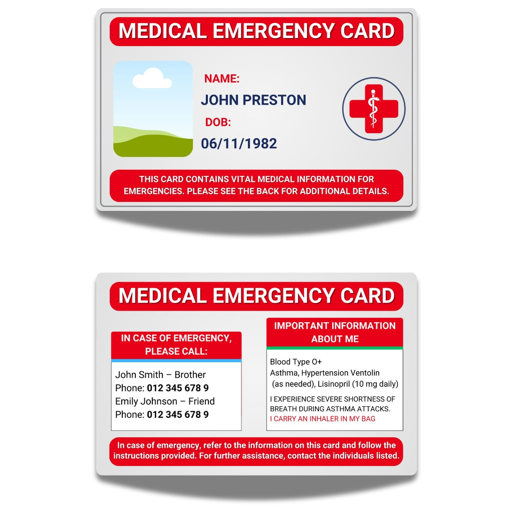 SIMPLECARD Emergency Medical ID Card - Personalised ICE Awareness Card.