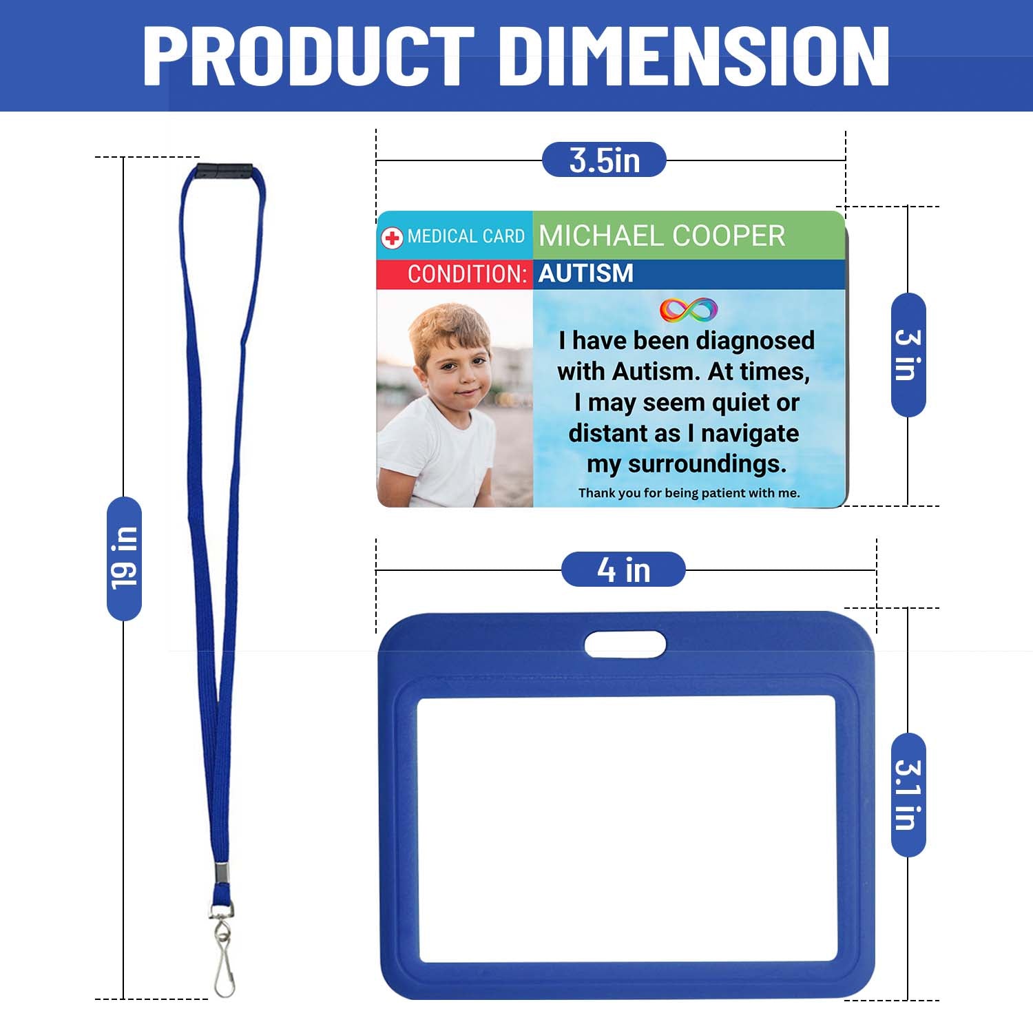 SIMPLECARD Autism Medical ID Card - Personalised ICE Awareness Card