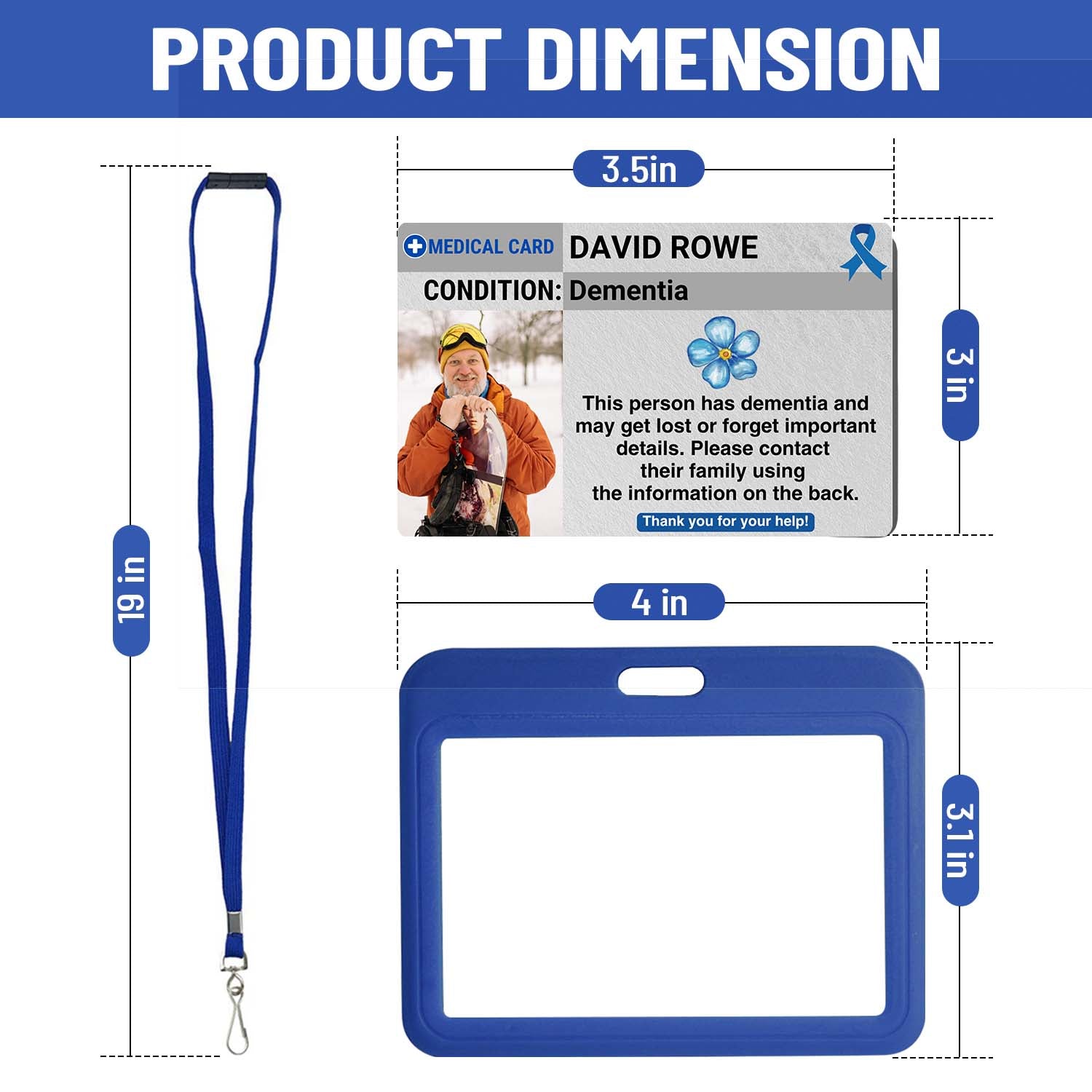 SIMPLECARD Dementia Awareness Medical ID Card - Personalised ICE Awareness Card