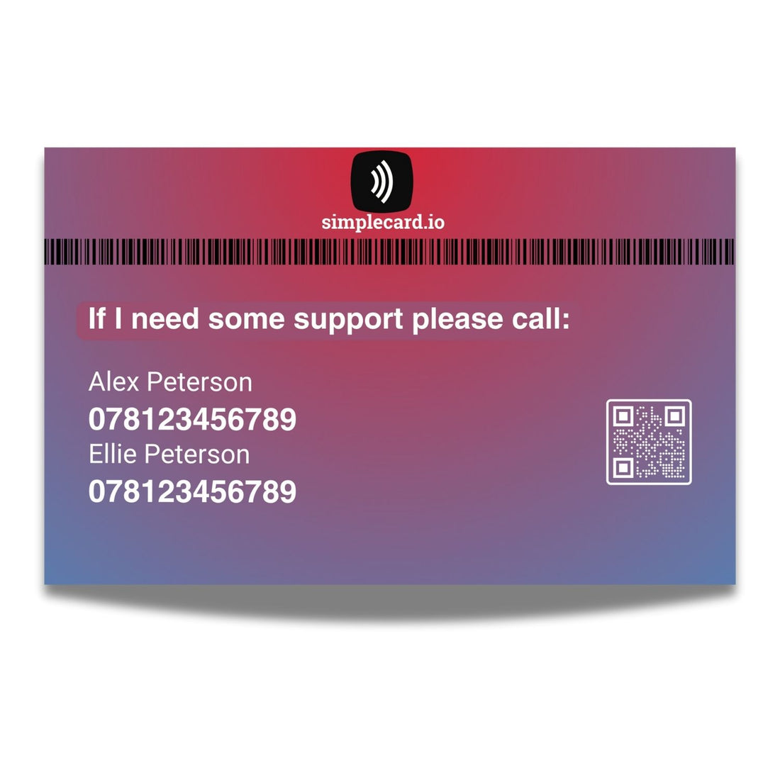 SIMPLECARD Angina Medical ID Card - Personalised ICE Awareness Card.
