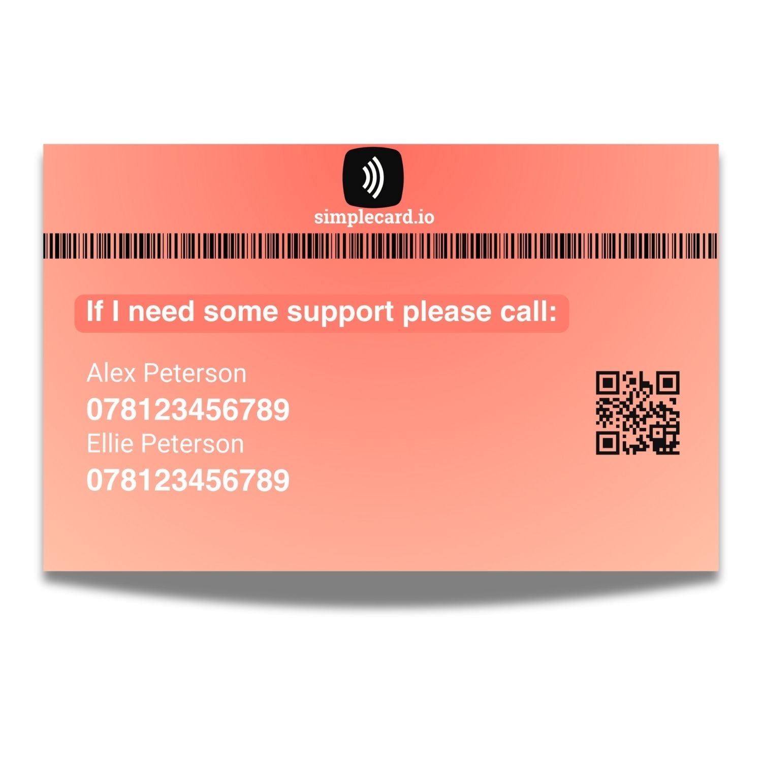 SIMPLECARD Anaemia Medical ID Card - Personalised ICE Awareness Card.