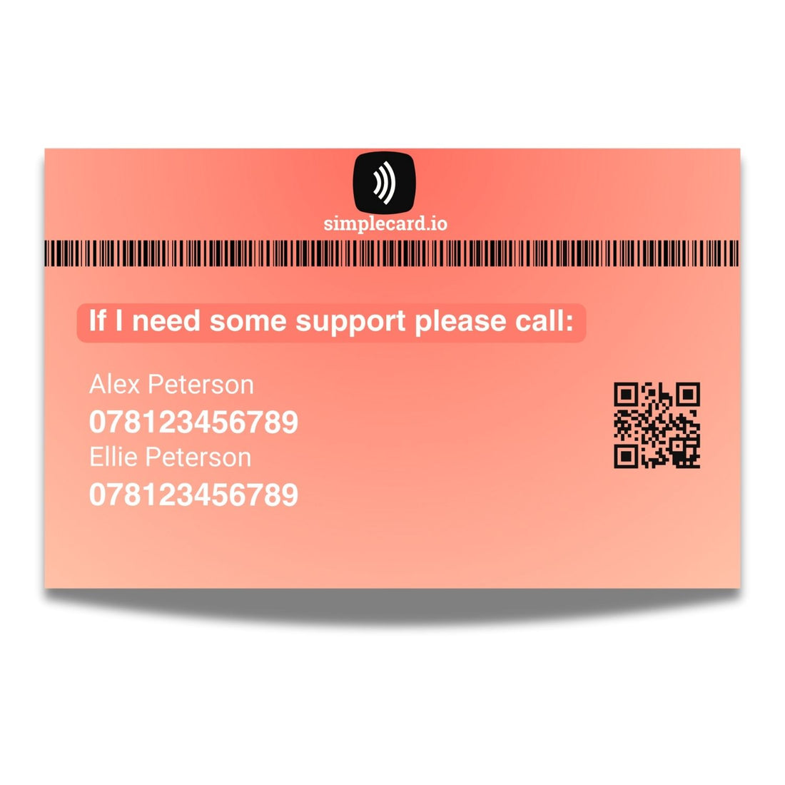 SIMPLECARD Anaemia Medical ID Card - Personalised ICE Awareness Card.