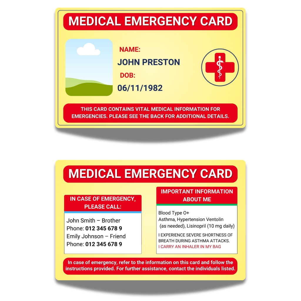 SIMPLECARD Emergency Medical ID Card - Personalised ICE Awareness Card.