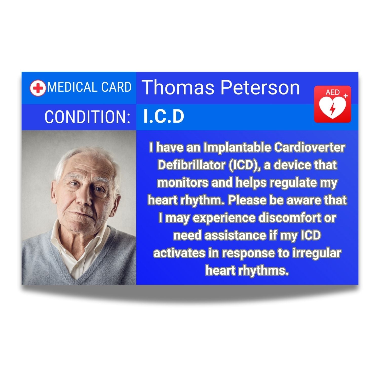 Icd Card SIMPLECARD ICD Medical ID Card – Personalised Emergency Disability Bad