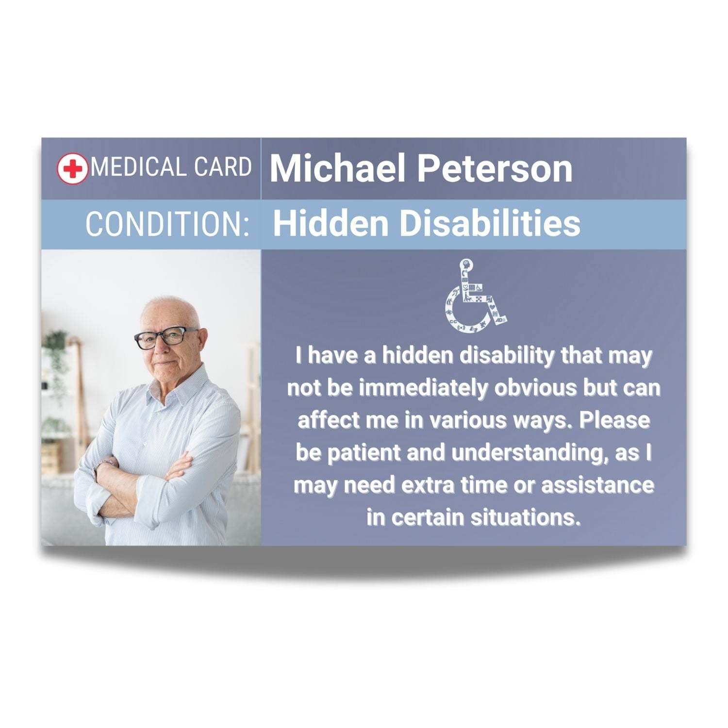 SIMPLECARD Hidden Disability Medical ID Card - Personalised ICE Awareness Card.