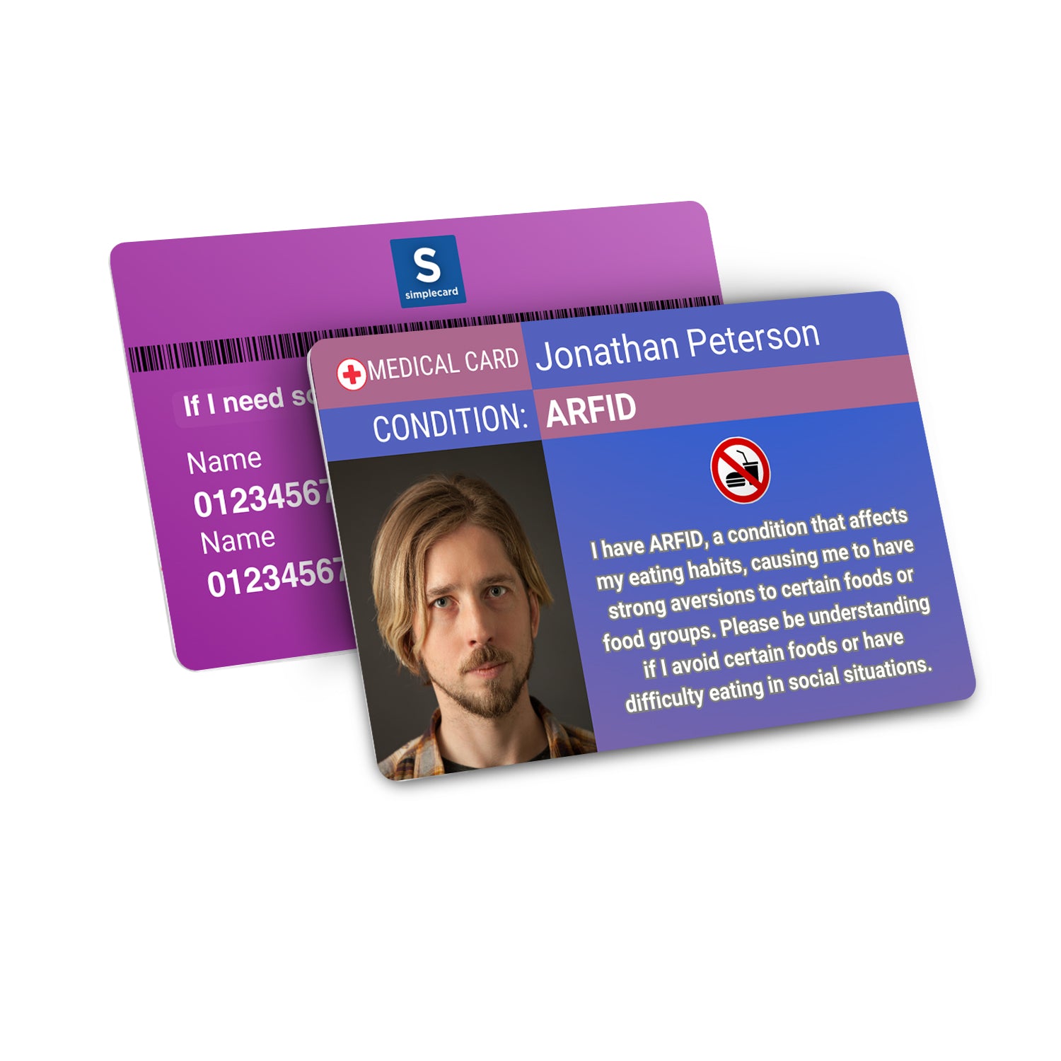 SIMPLECARD ARFID Medical ID Card - Personalised ICE Awareness Card.