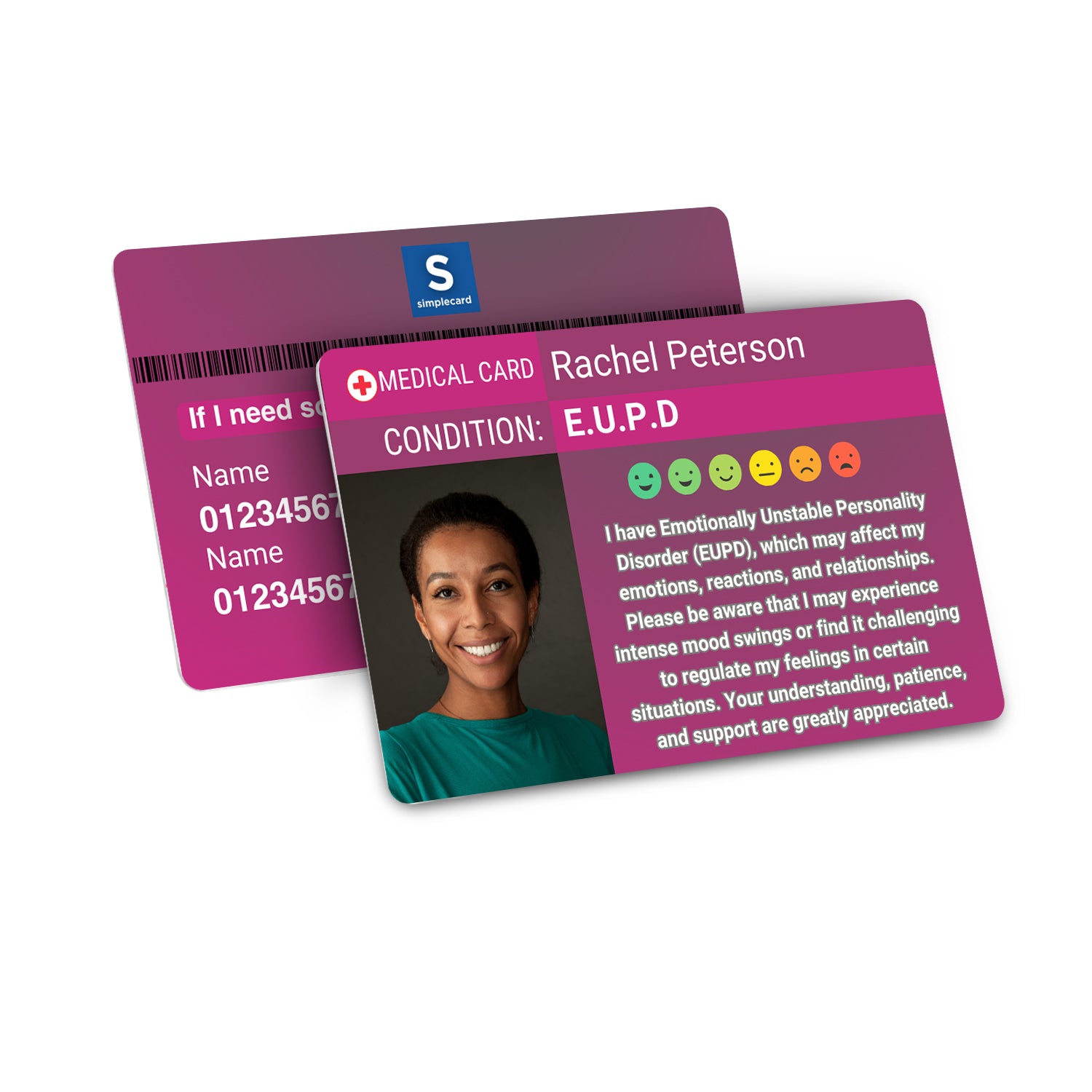 SIMPLECARD EUPD Medical ID Card - Personalised ICE Awareness Card.