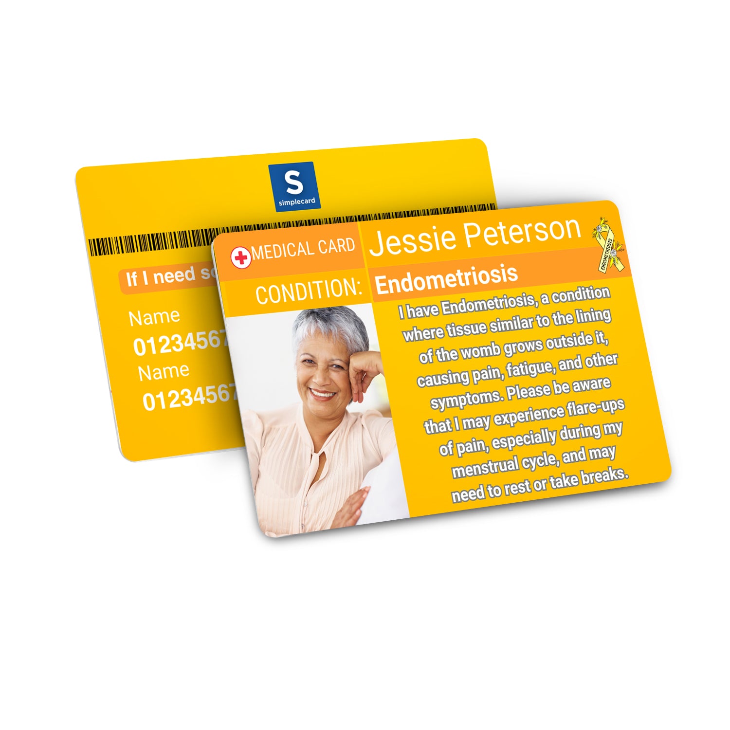 SIMPLECARD Endometriosis Medical ID Card - Personalised ICE Awareness Card.
