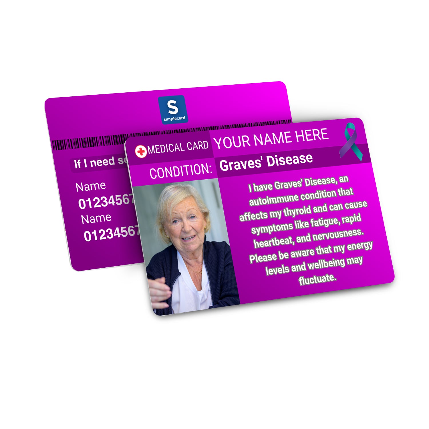 SIMPLECARD Graves' Disease Medical ID Card - Personalised ICE Awareness Card.