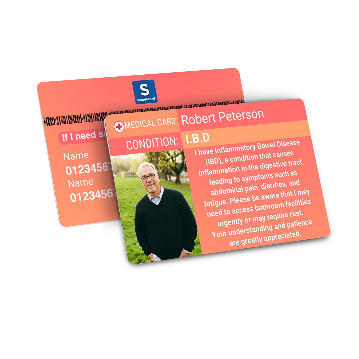 SIMPLECARD IBD Medical ID Card - Personalised ICE Awareness Card.