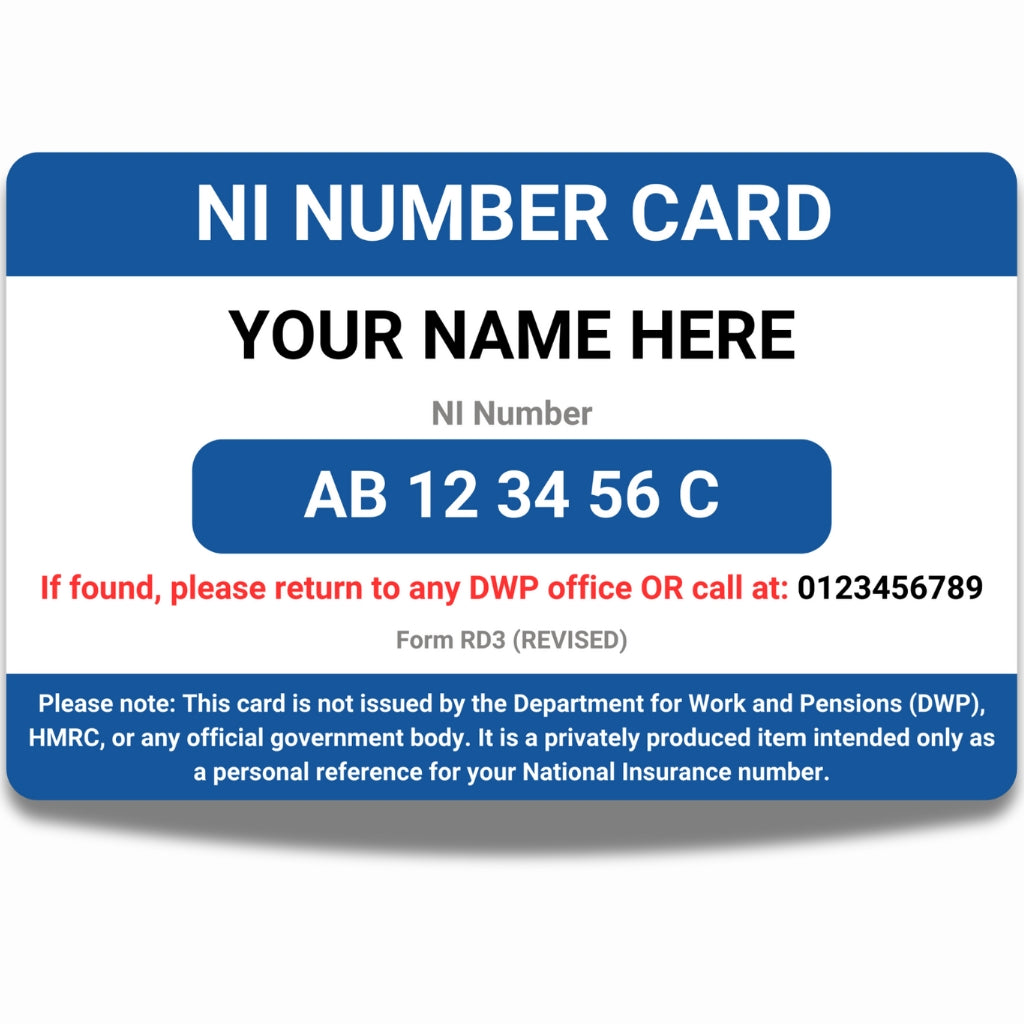 National Insurance Card Number Front Side