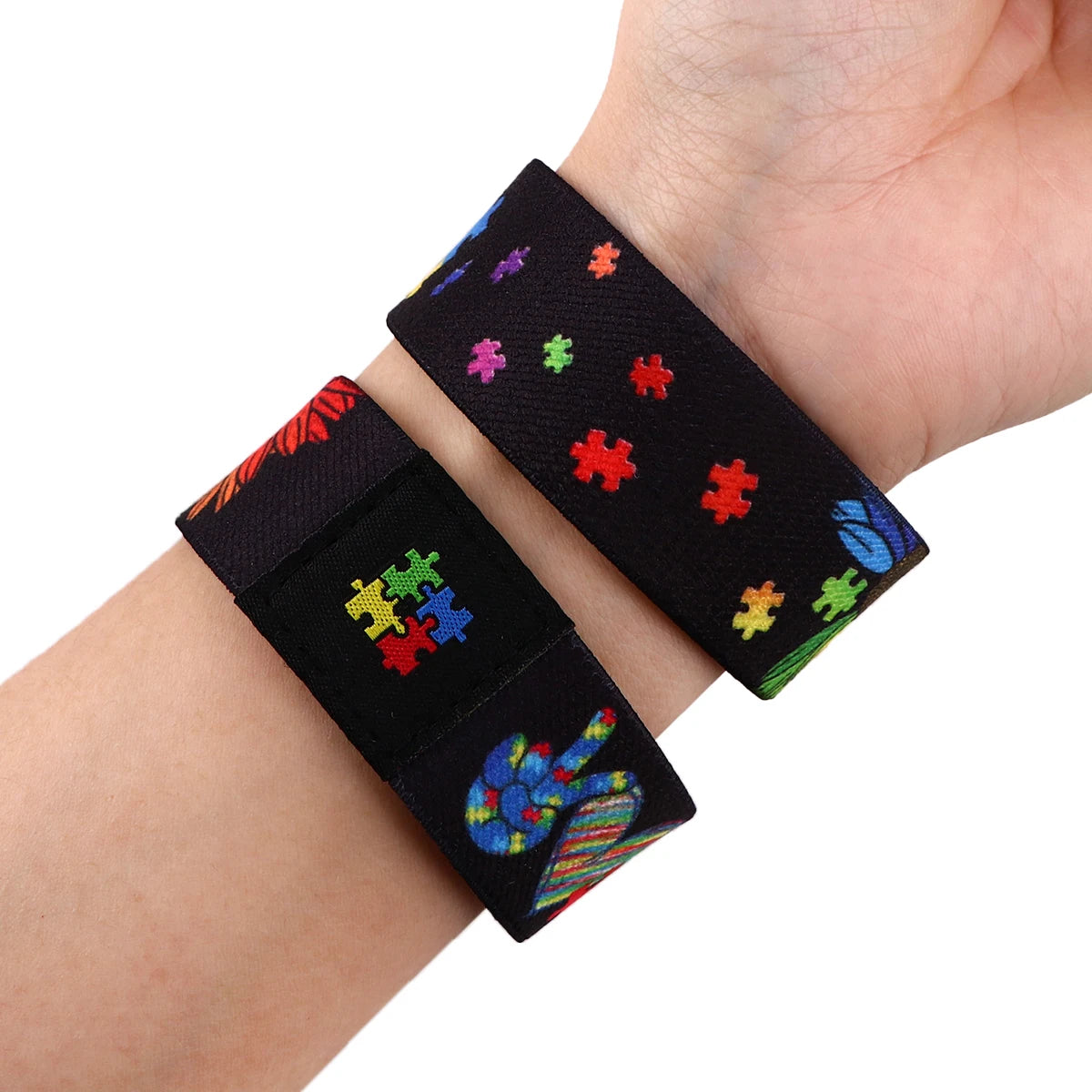 Autism Puzzle Style Stretch Wristband for Adults.