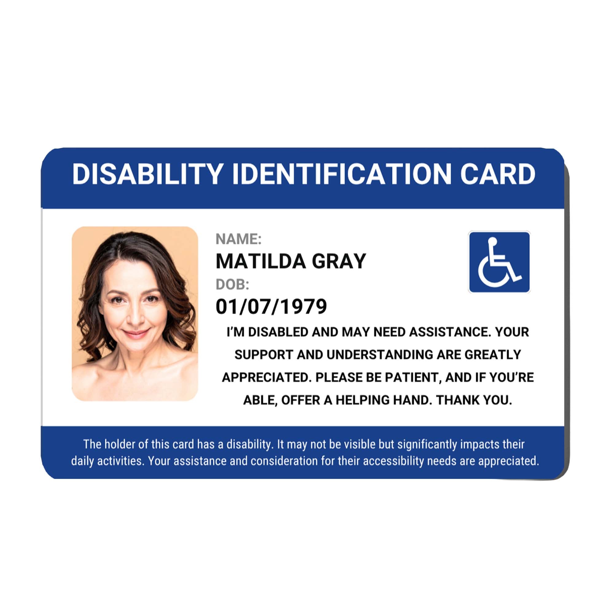 Disability Identification Card for Daily Assistance & Medical Support