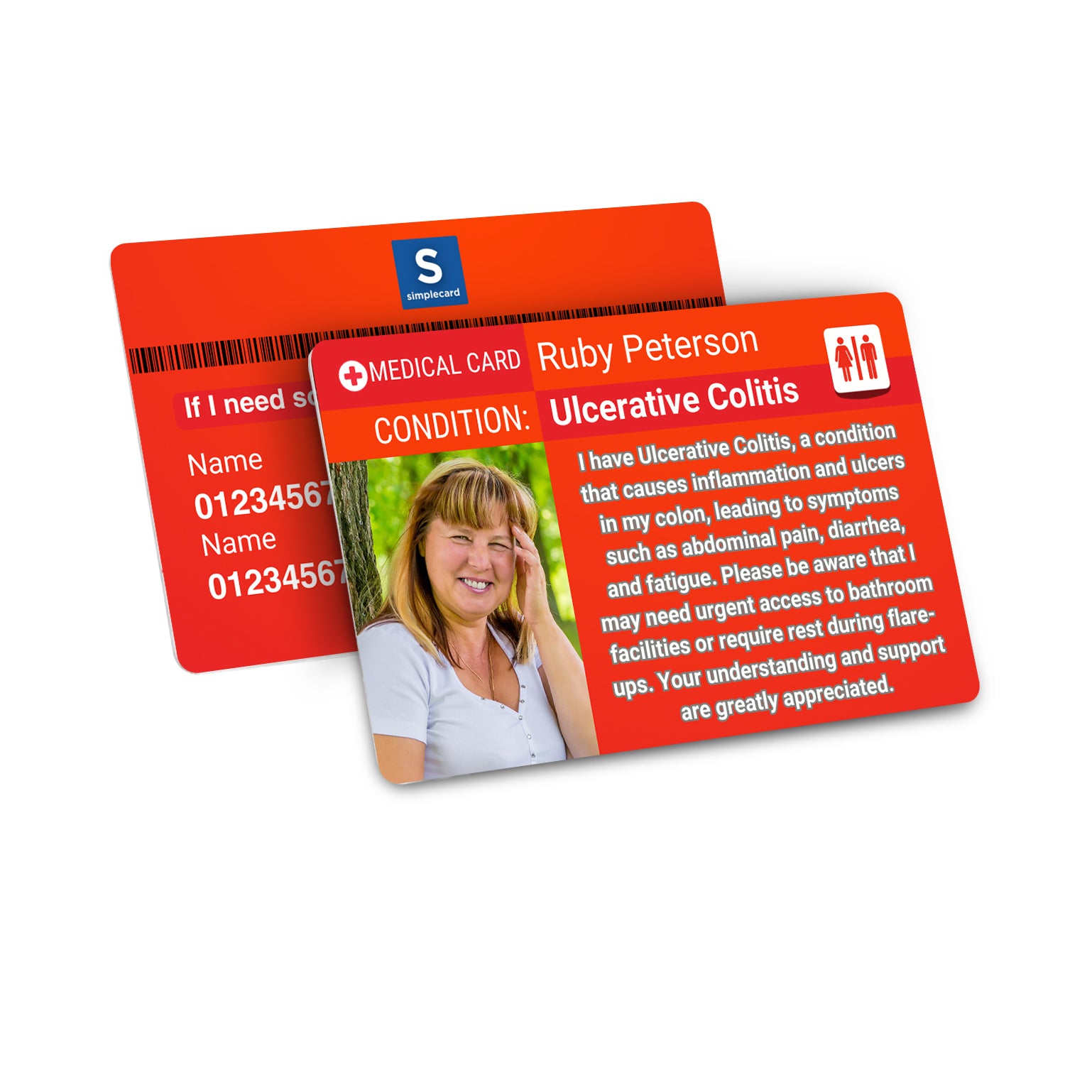 SIMPLECARD Ulcerative Colitis Medical ID Card - Personalised ICE Awareness Card.