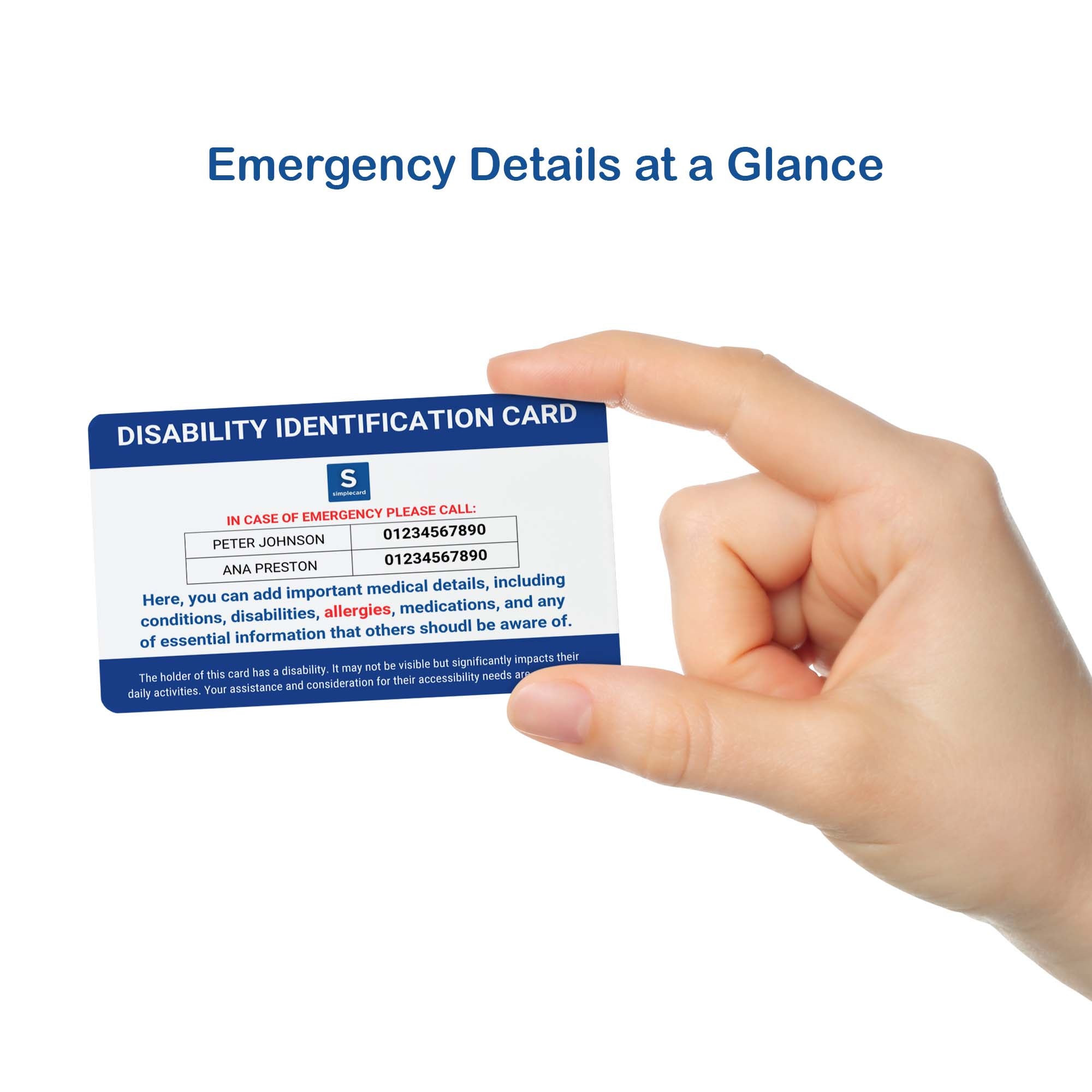 Disability Identification Card for Daily Assistance & Medical Support