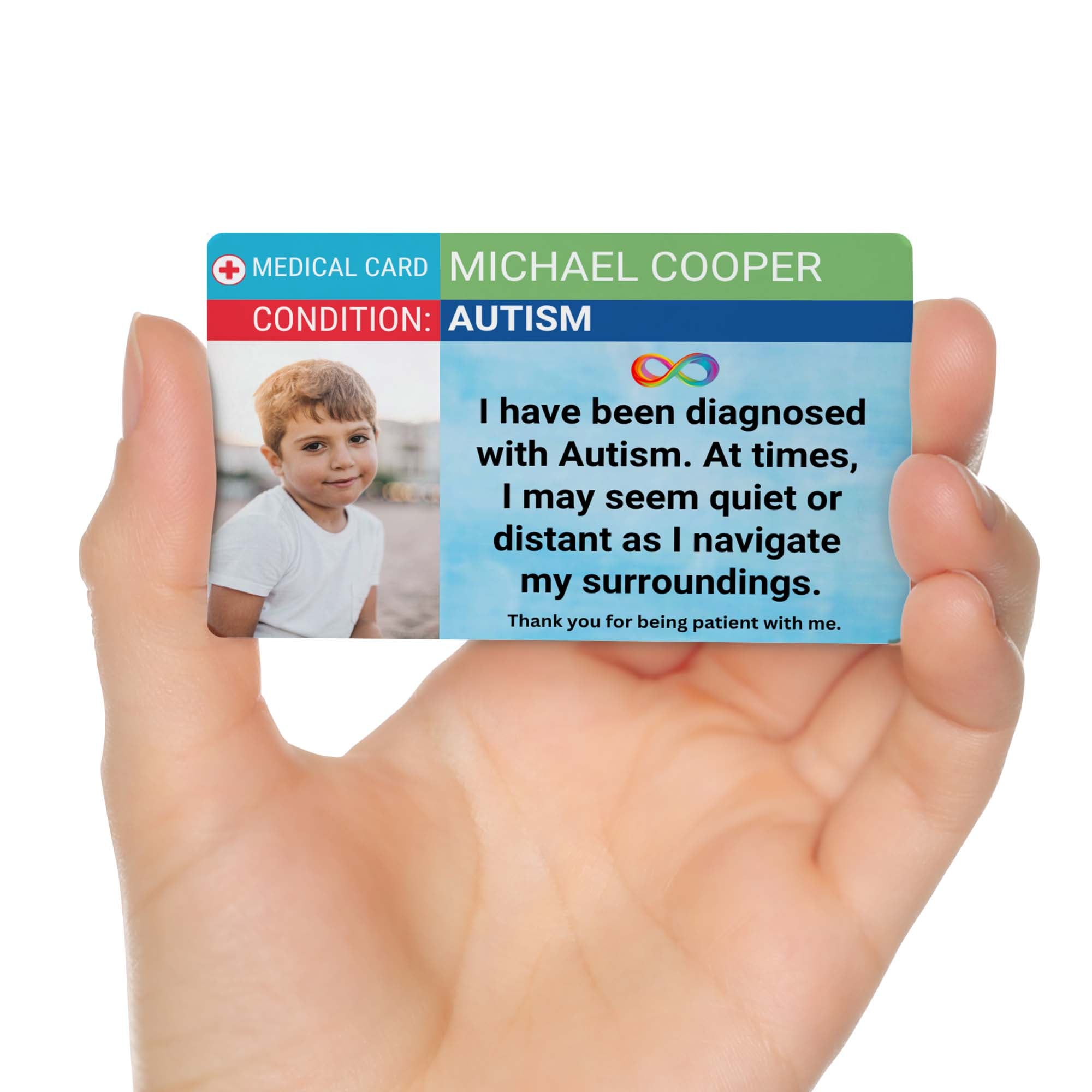 SIMPLECARD Autism Medical ID Card - Personalised ICE Awareness Card