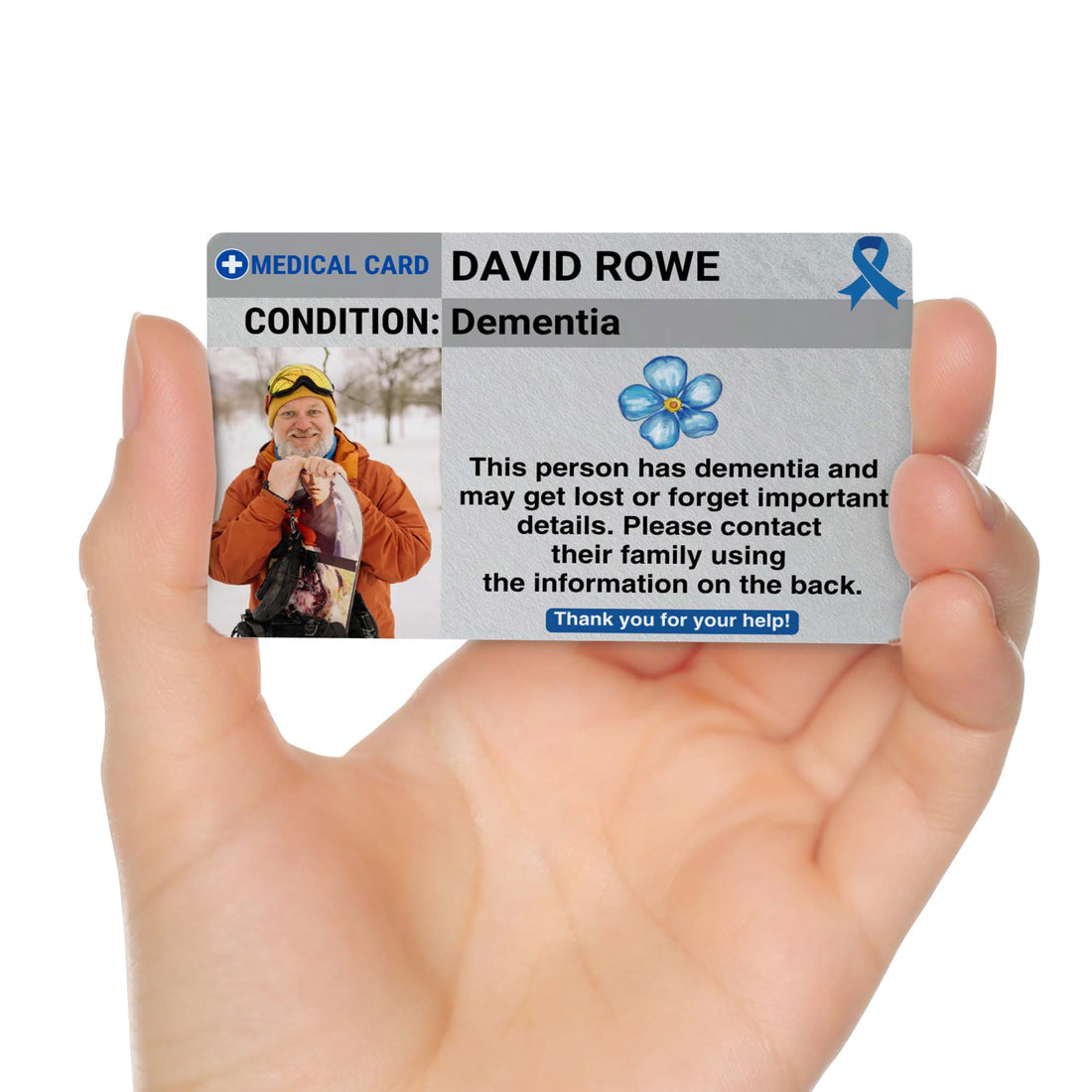 SIMPLECARD Dementia Awareness Medical ID Card - Personalised ICE Awareness Card