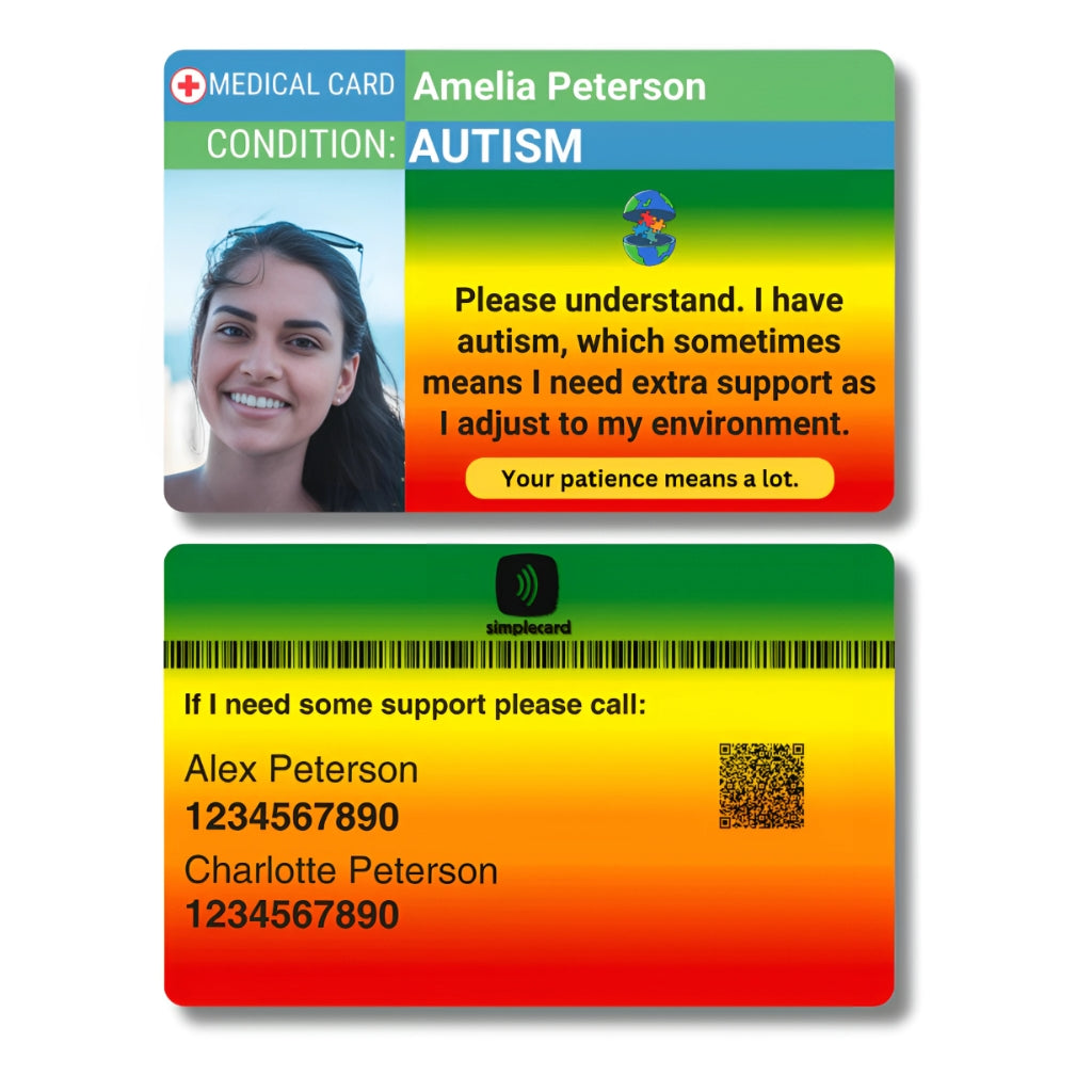 SIMPLECARD Autism Medical ID Card - Personalised ICE Awareness Card.