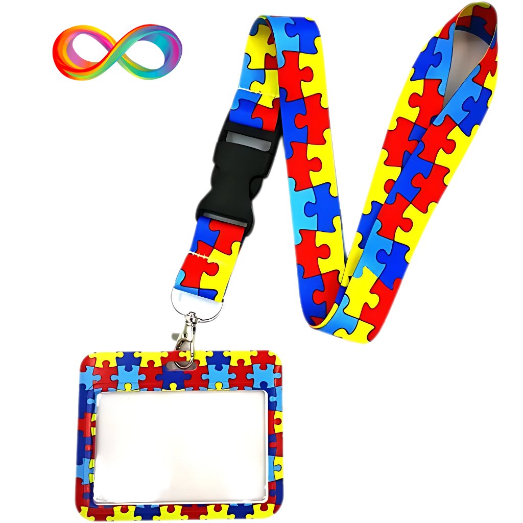 Autism Pattern Lanyard and Badge Holder - Simple Card