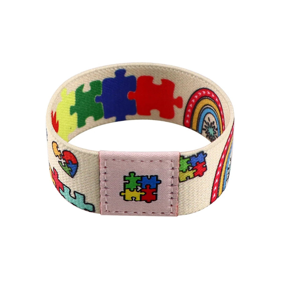 Autism Puzzle Style Stretch Wristband for Adults - Simple Card