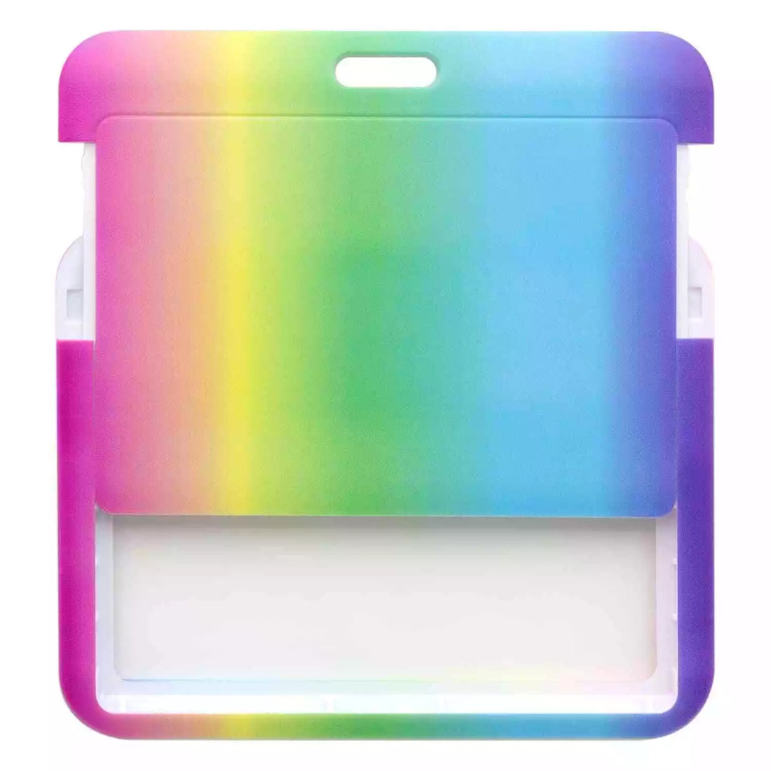 ID Badge Card Holder Rainbow Horizontal Slider Slot Ombre Fade Pocket Pouch For Lanyard.