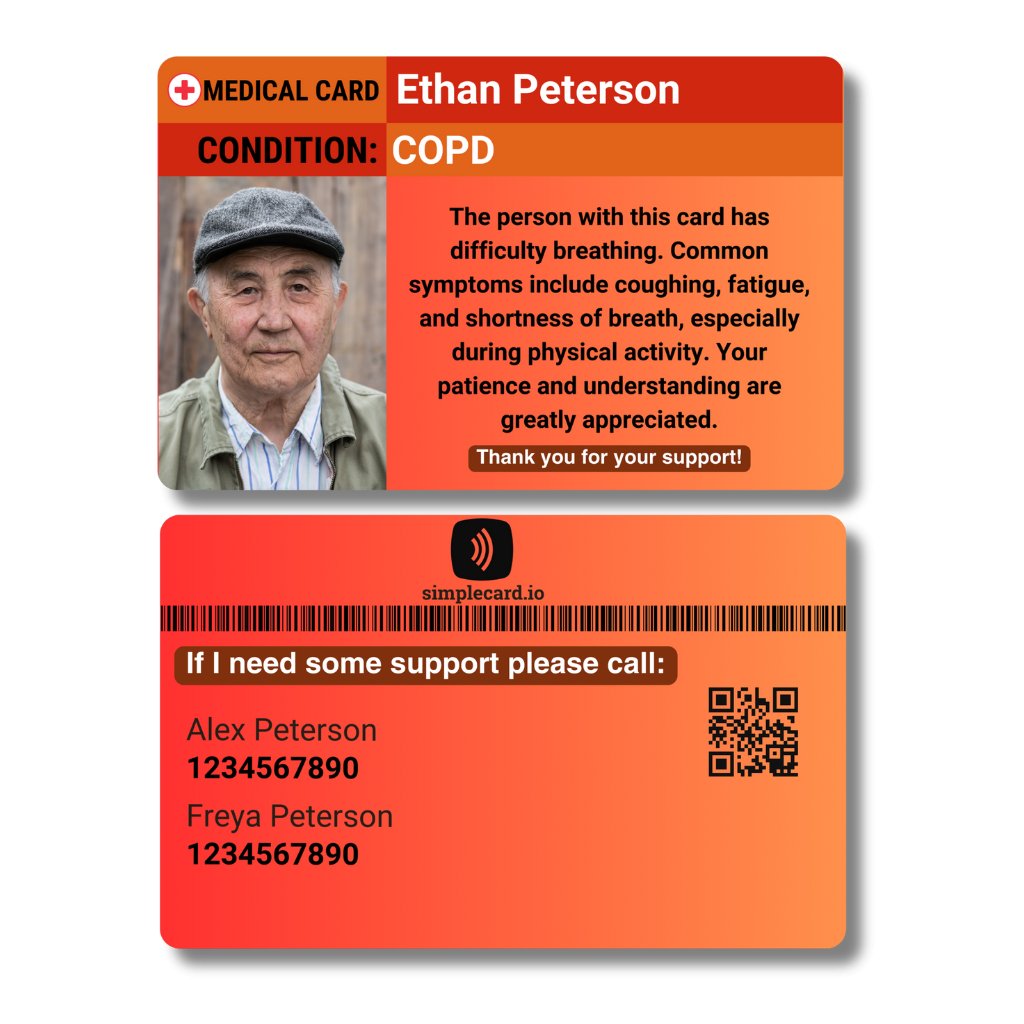 C.O.P.D In case of Emergency Awareness Medical Card - Simple Card