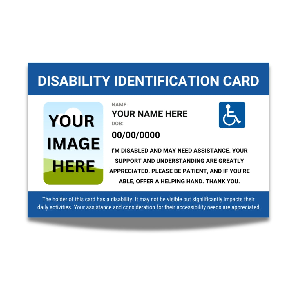 Disability awareness card showing medical awareness text