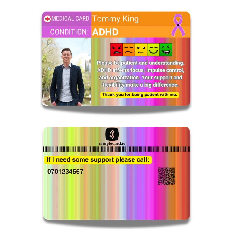 ADHD Awareness Medical Card -In case of emergencies