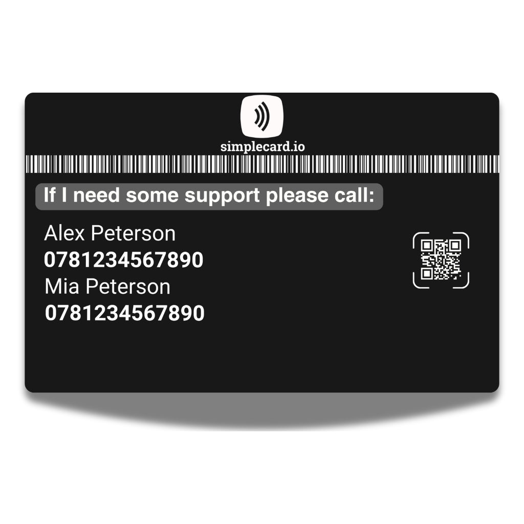 SIMPLECARD Visual Impairment Medical ID Card - Personalised ICE Awareness Card.