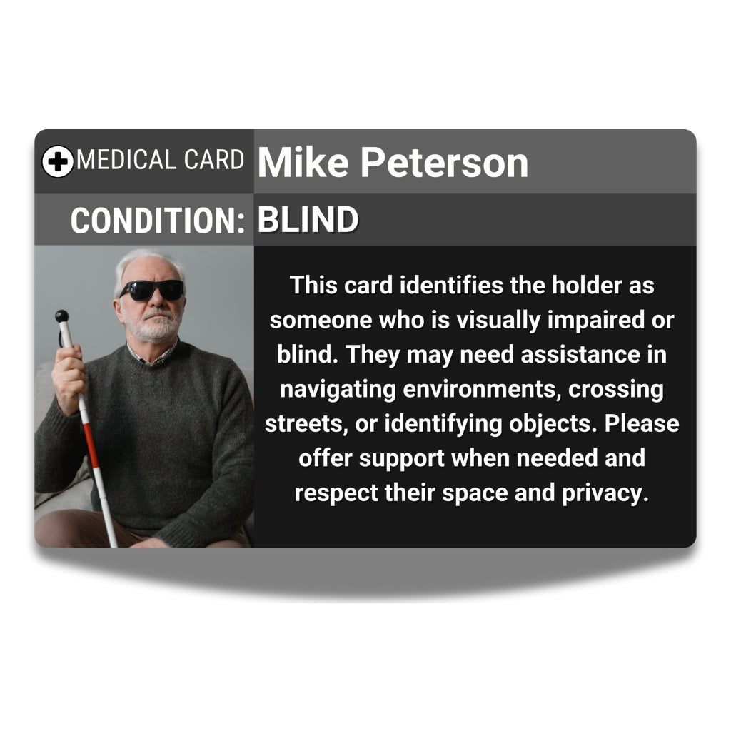 SIMPLECARD Visual Impairment Medical ID Card - Personalised ICE Awareness Card.
