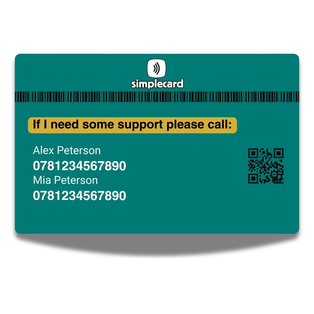 SIMPLECARD Metal Implants / Prosthetic Medical ID Card - Personalised ICE Awareness Card.