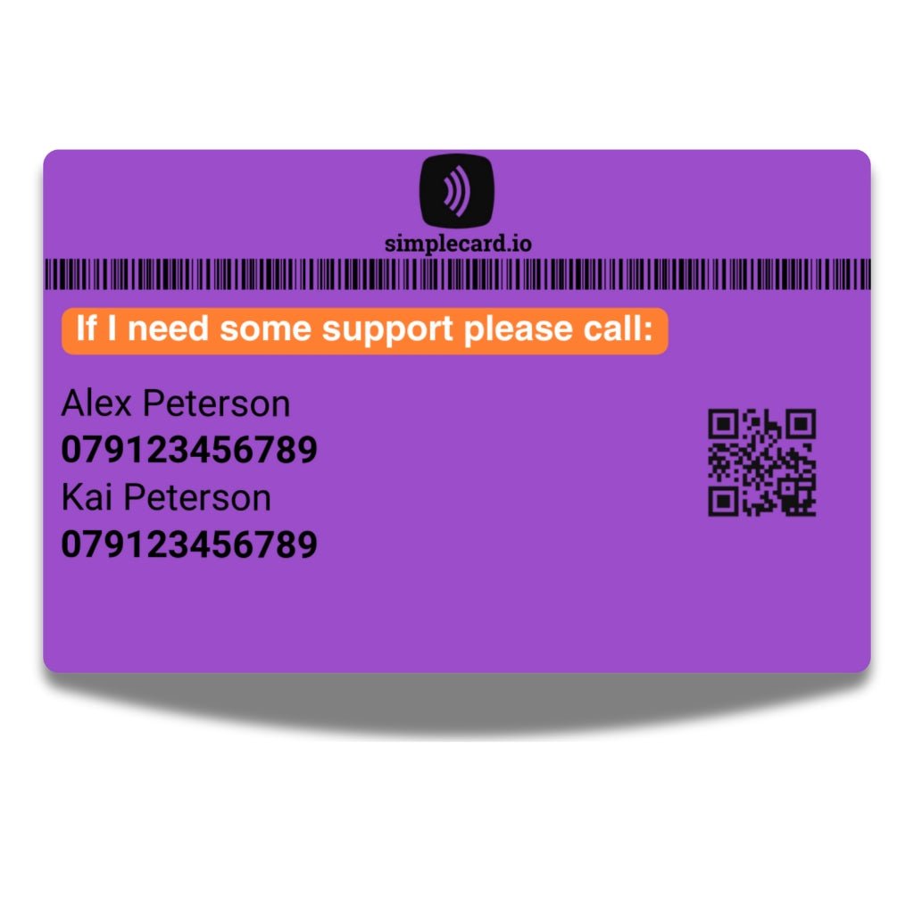 SIMPLECARD Multiple Sclerosis Medical ID Card - Personalised ICE Awareness Card.