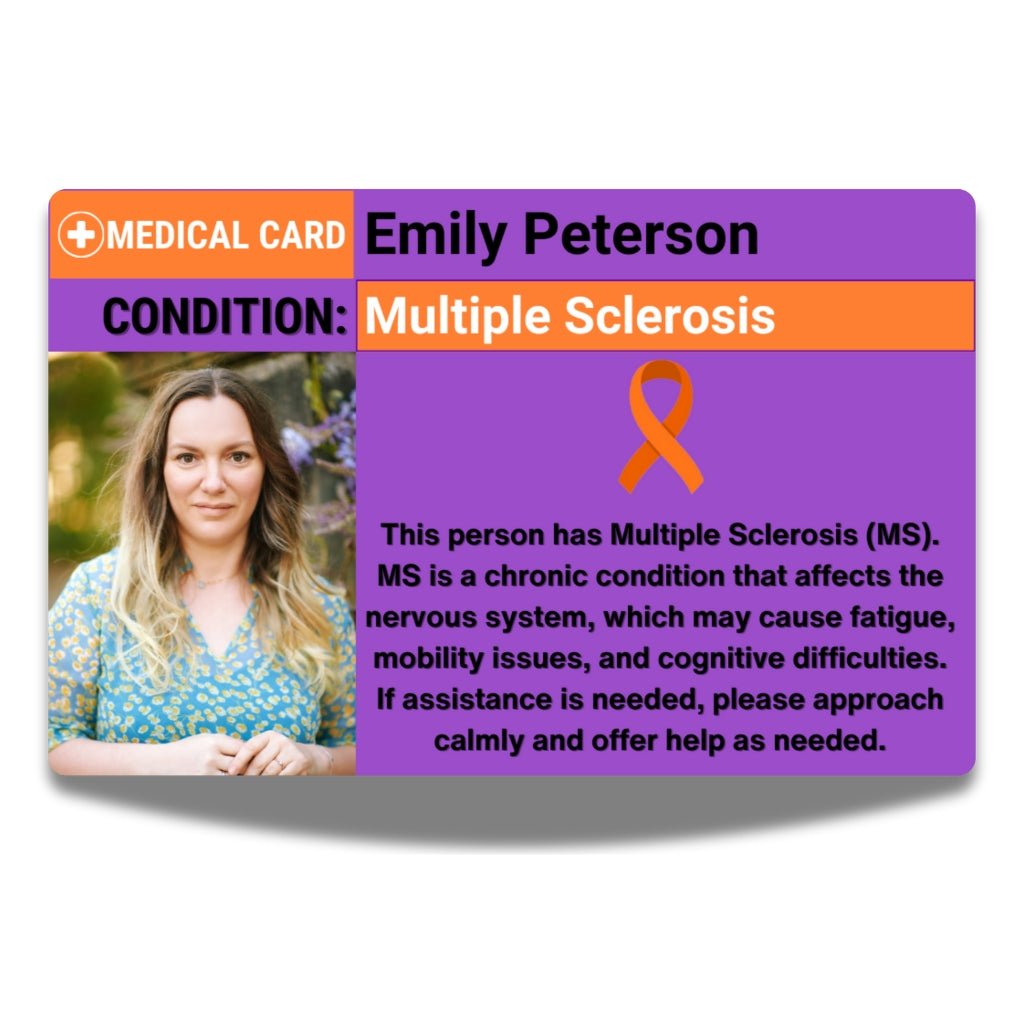 SIMPLECARD Multiple Sclerosis Medical ID Card - Personalised ICE Awareness Card.