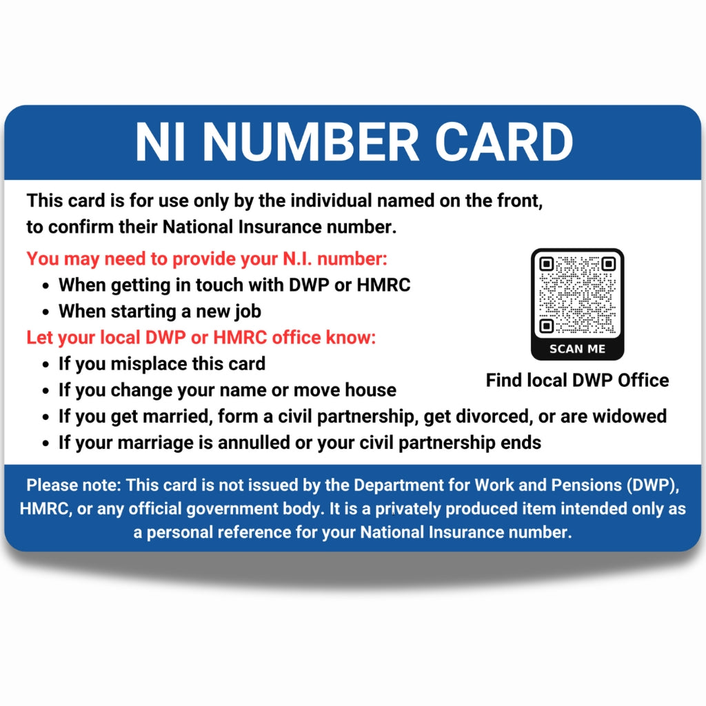 National Insurance Card Number Back Side
