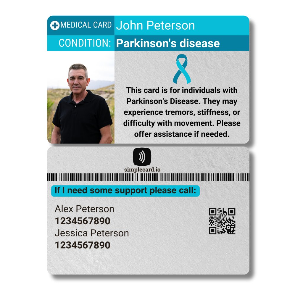 Parkinson's Medical Communication Card - Simple Card