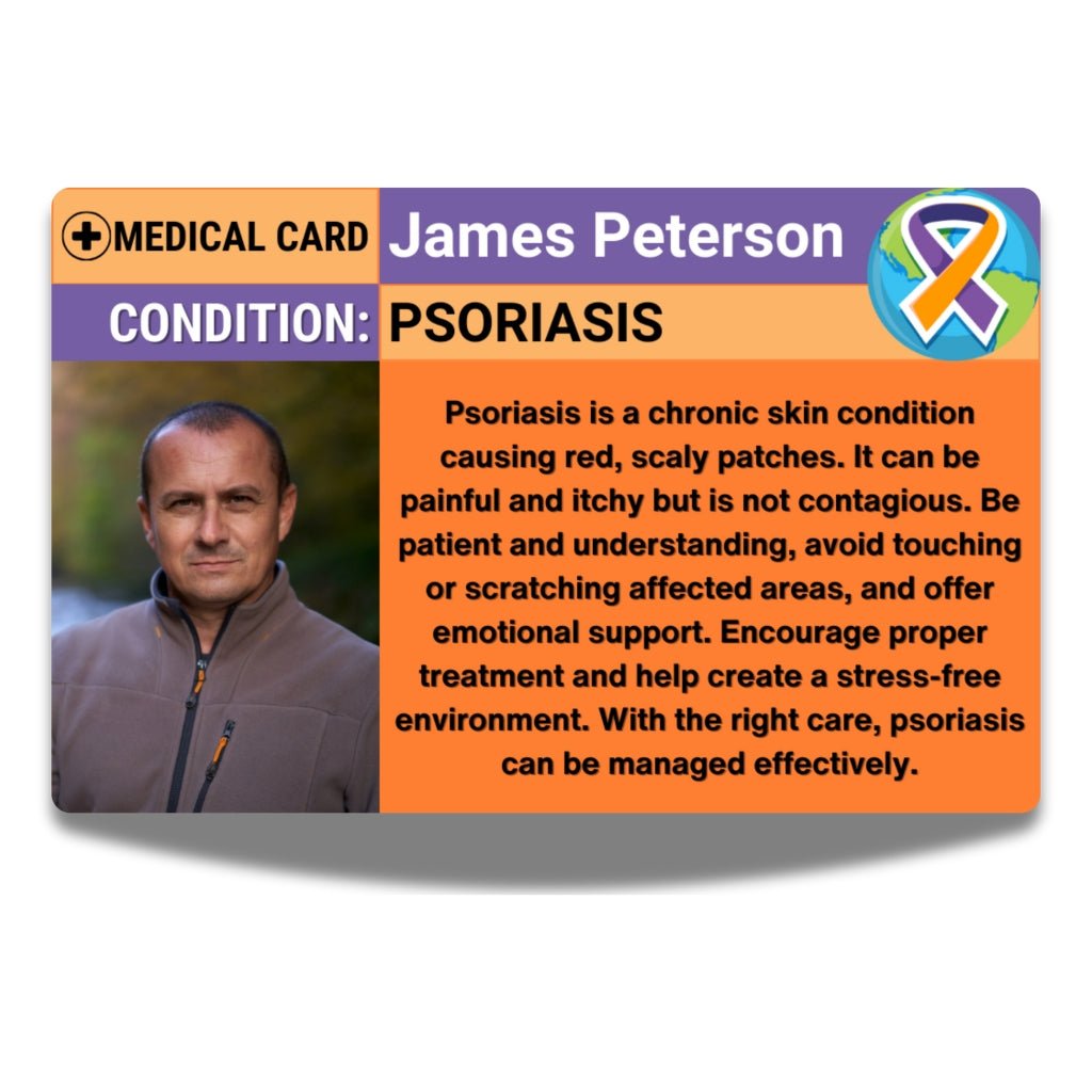 SIMPLECARD Psoriasis Awareness Medical ID Card - Personalised ICE Awareness Card.