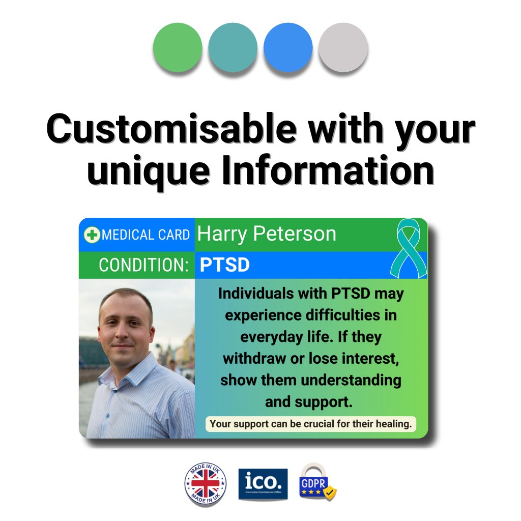 SIMPLECARD PTSD Medical ID Card - Personalised ICE Awareness Card.