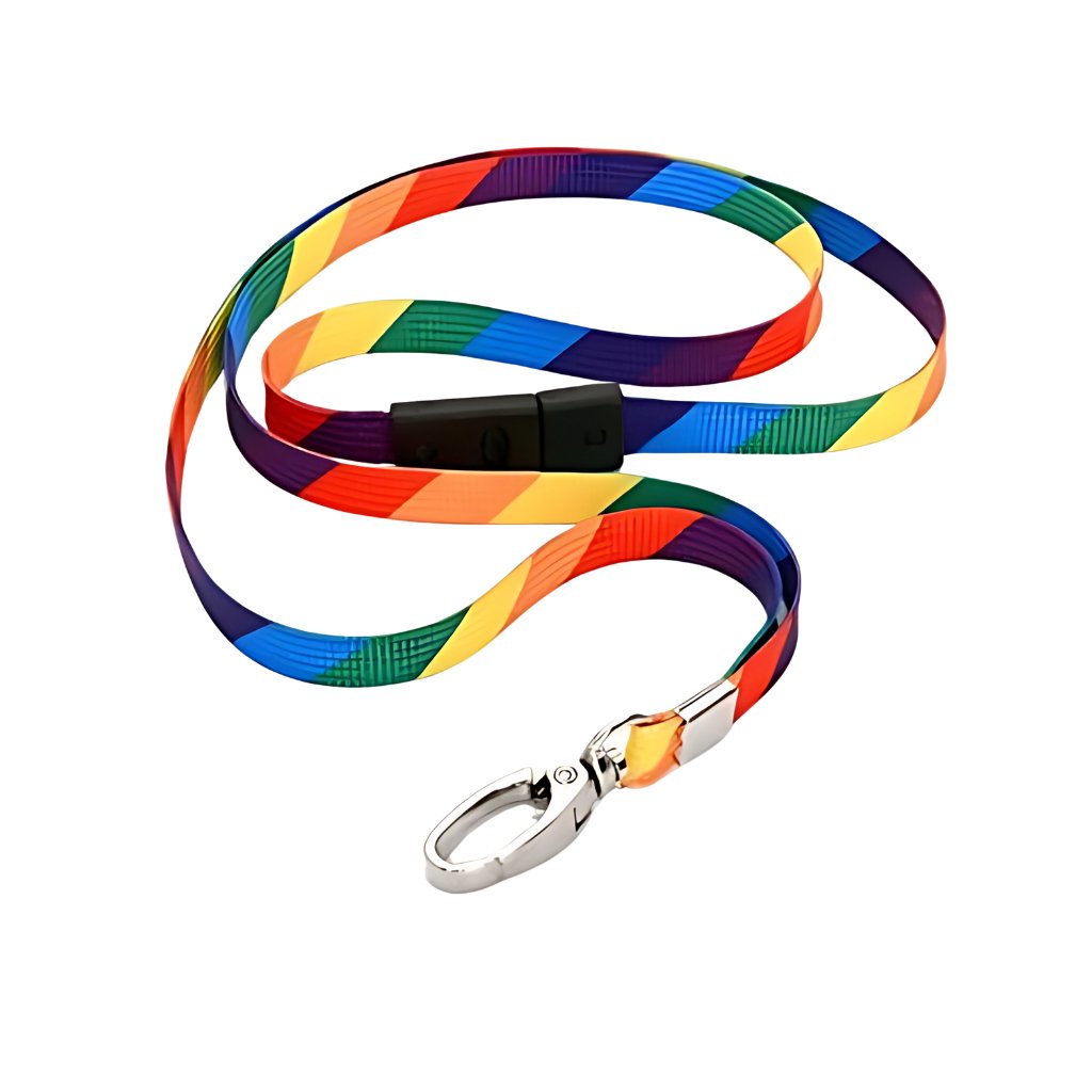 RAINBOW Striped Premium Safety Lanyard - Simple Card