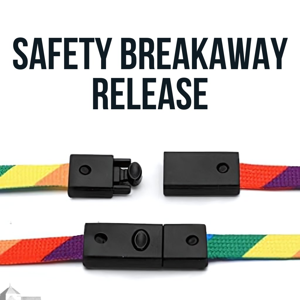 RAINBOW Striped Premium Safety Lanyard - Simple Card