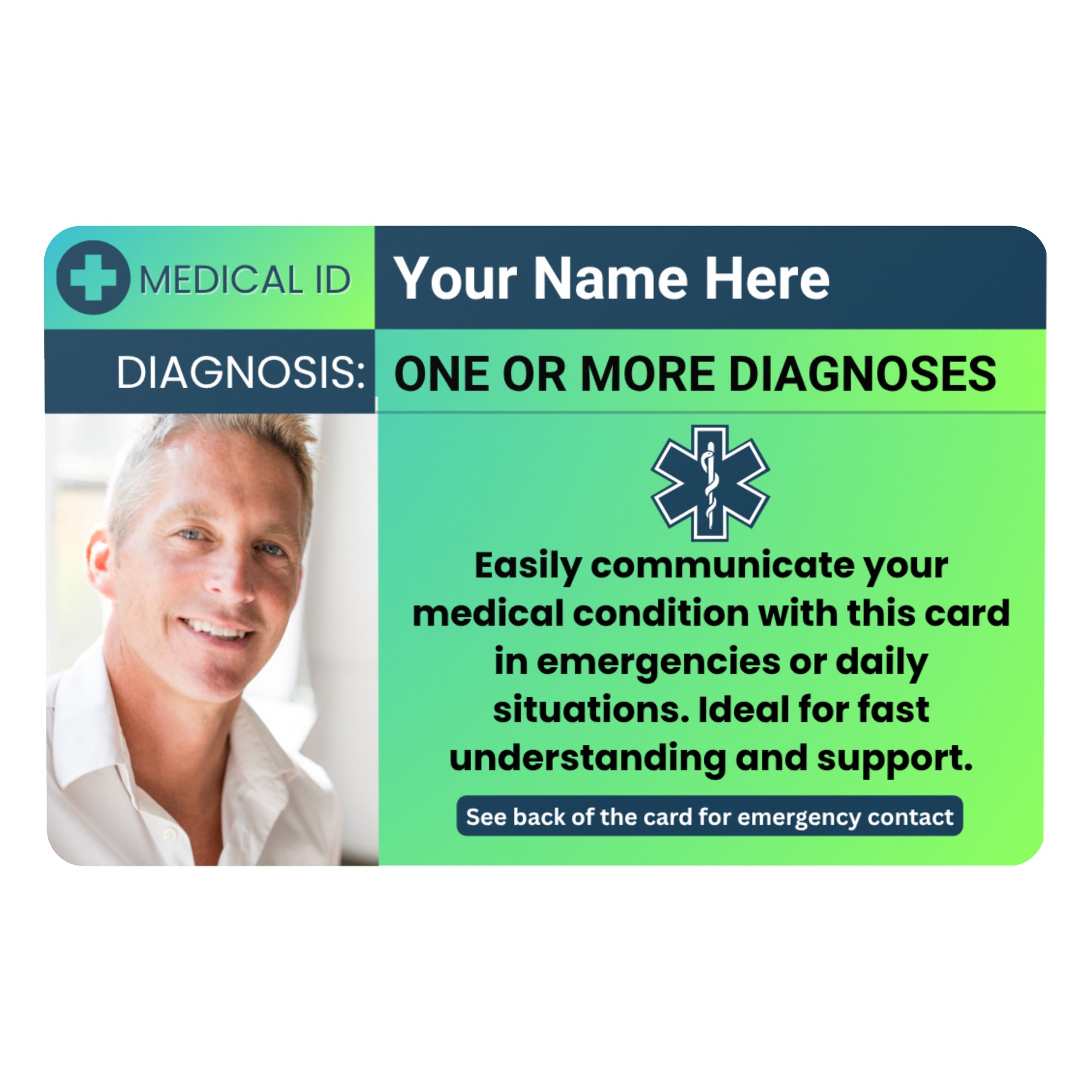 SIMPLECARD Universal Medical ID Card - Personalised ICE Awareness Card